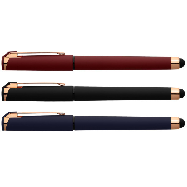 Stylo publicitaire Islander Gel Softy Rose Gold avec stylet – objet promotionnel personnalisable pour entreprises