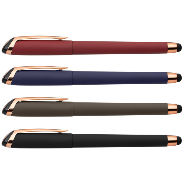 Stylo publicitaire Gazelle Softy Gel Rose Gold avec stylet – Personnalisation pour communication d’entreprise