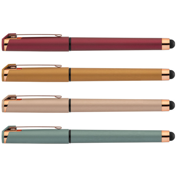 Stylo à gel métallique avec stylet Islander Softy Rose Gold – Objet publicitaire élégant pour entreprise