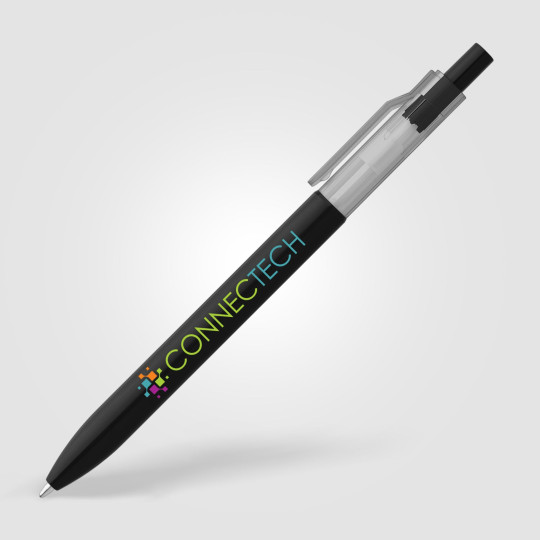 Stylo Nimbus à clip translucide rPET personnalisé pour communication B2B – BCM Goodies