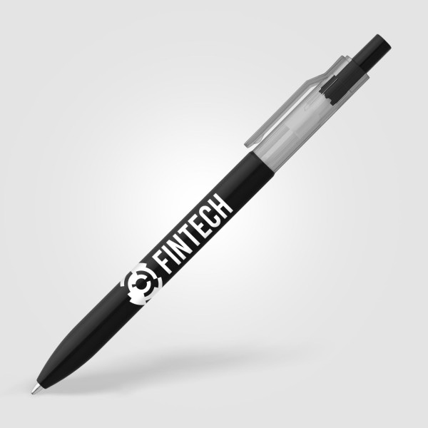 Stylo Nimbus à clip translucide rPET personnalisé pour communication B2B – BCM Goodies