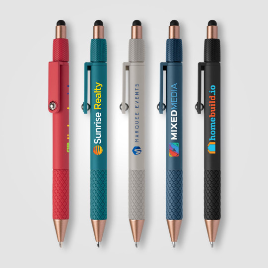 Stylo antistress Nora en plastique recyclé avec stylet personnalisé – Objet publicitaire pour entreprises et événements professi