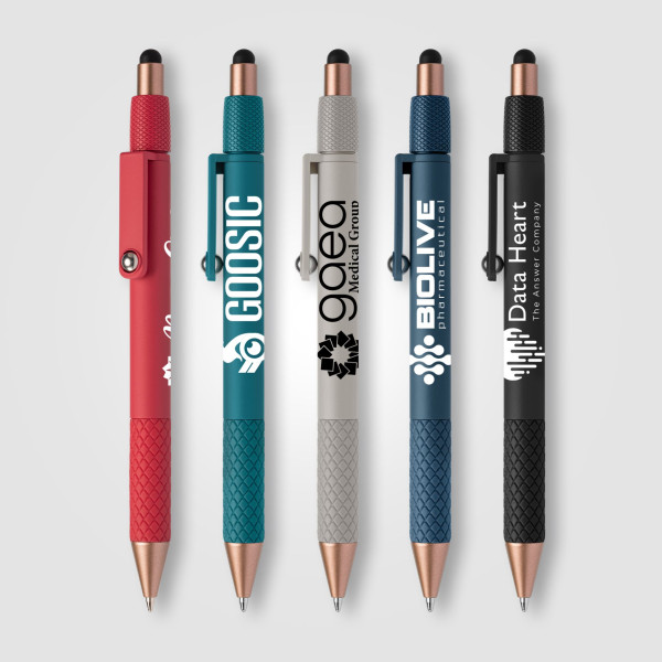 Stylo antistress Nora en plastique recyclé avec stylet personnalisé – Objet publicitaire pour entreprises et événements professi