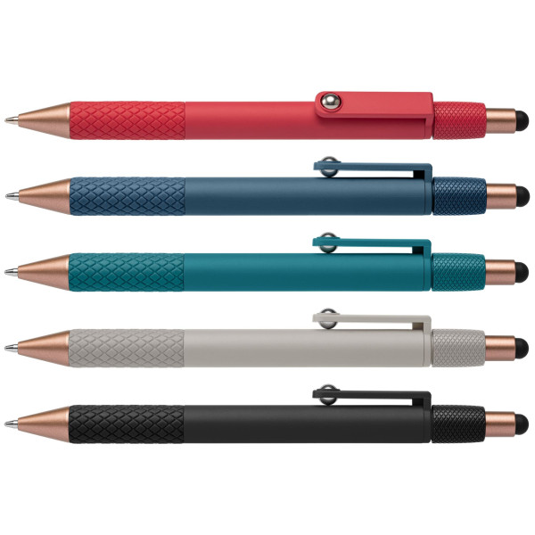 Stylo antistress Nora en plastique recyclé avec stylet personnalisé – Objet publicitaire pour entreprises et événements professi