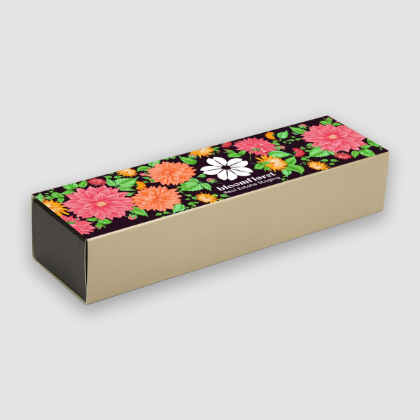 Boîte cadeau carton personnalisable pour stylos – Coffret Turner champagne avec ruban satin