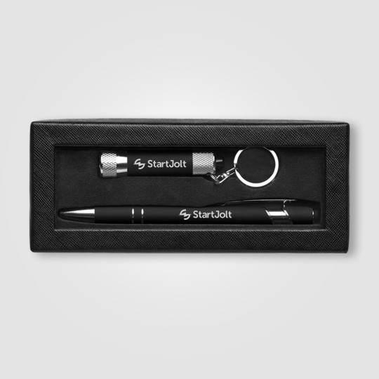 Coffret cadeau Prince Softy avec stylo et lampe de poche personnalisés – Présentation Window Box pour communication d’entreprise