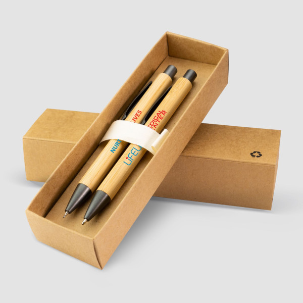 Coffret Bambou Bambowie : stylo et porte-mines personnalisables pour cadeaux d’entreprise – BCM Goodies