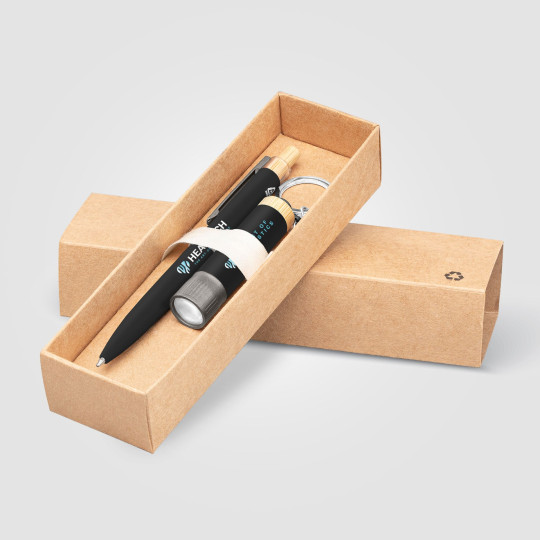 Coffret cadeau stylo Reborn MTR et lampe torche FIC en aluminium recyclé avec logo – BCM Goodies