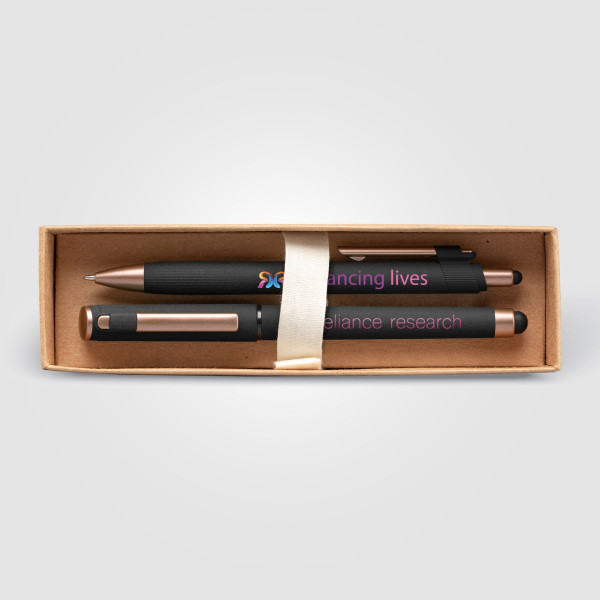 Coffret cadeau stylo York : set stylo gel et stylo bille personnalisé pour entreprises
