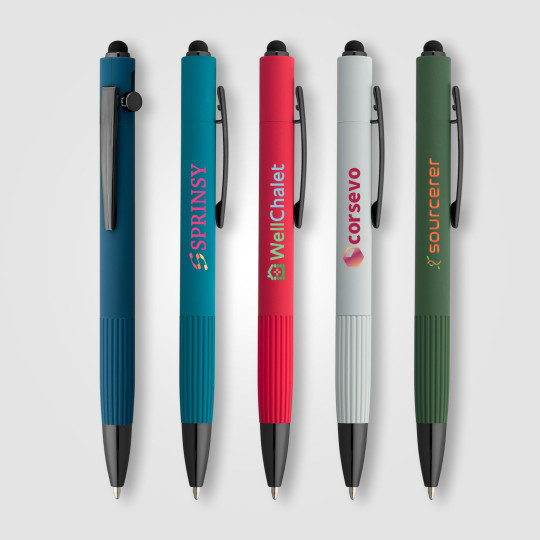 Stylo à bille Saga en aluminium recyclé avec stylet – Objet publicitaire personnalisé durable pour entreprises