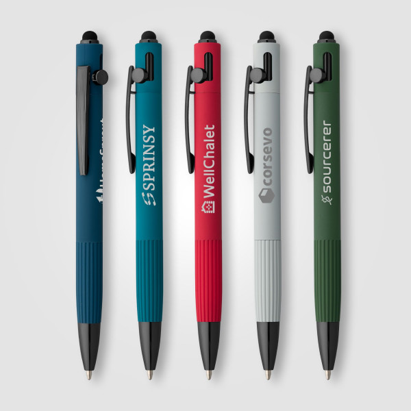 Stylo à bille Saga en aluminium recyclé avec stylet – Objet publicitaire personnalisé durable pour entreprises