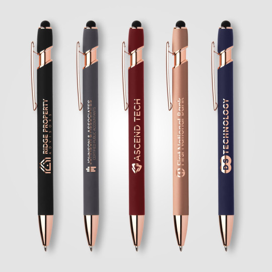 Stylo personnalisable Le Prince Softy Rose Gold Executive avec stylet – Gravure laser or rose pour communication d’entreprise