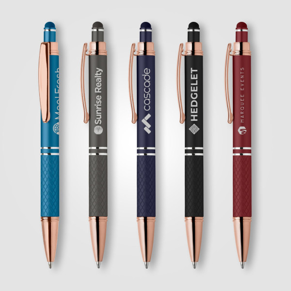 Stylo publicitaire Phoenix Softy Rose Gold personnalisable avec gravure laser – Objet promotionnel élégant pour entreprises