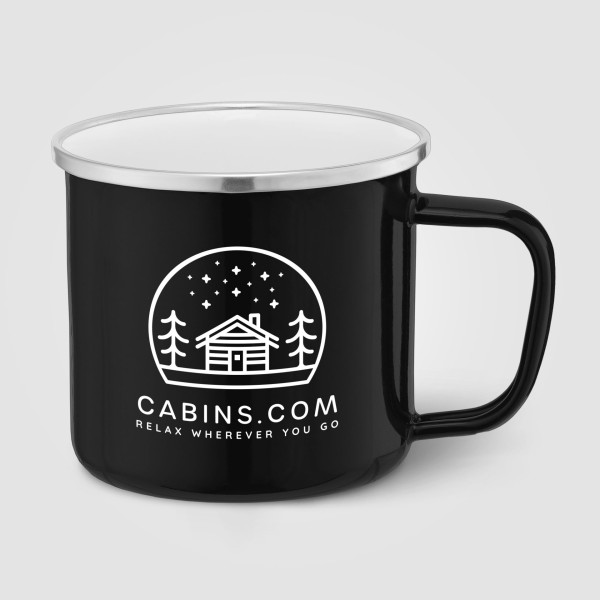 Mug de camping émaillé 385 ml avec bord inox – Le Wyoming – Goodie personnalisé entreprise