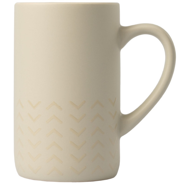 Mug en céramique 385 ml Café Chalet – Finition mate, motif chevron, compatible micro-ondes | BCM Goodies