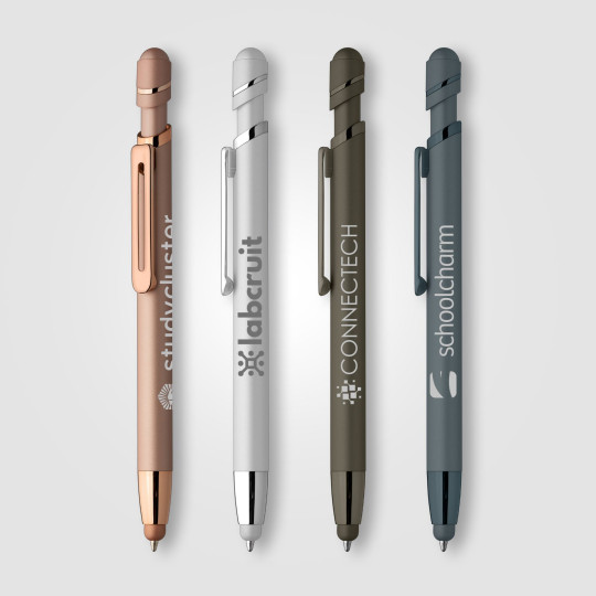 Stylo publicitaire Atlantic Softy Métallique avec stylet personnalisable – BCM Goodies