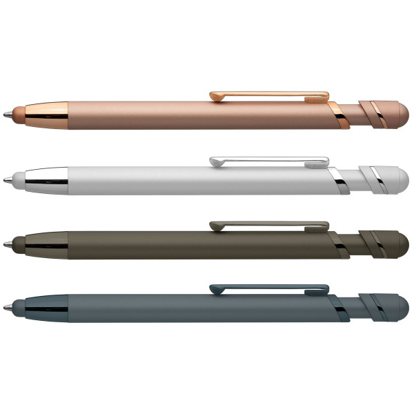 Stylo publicitaire Atlantic Softy Métallique avec stylet personnalisable – BCM Goodies
