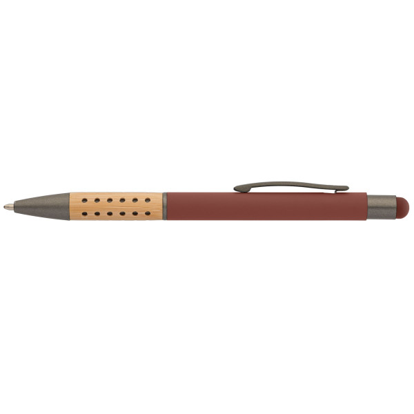 Stylo publicitaire Bowie Bamboo Grip avec stylet – Objet de communication personnalisable pour entreprises