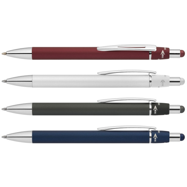 Stylo Orbit Spinner en métal chromé avec stylet – Stylo publicitaire personnalisé pour entreprises