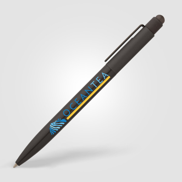 Evo Softy Stylo en aluminium recyclé avec stylet et clip gunmetal – BCM Goodies