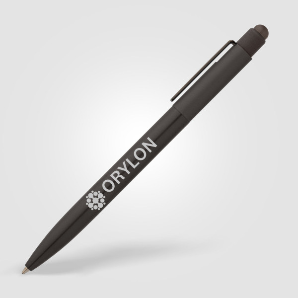 Evo Softy Stylo en aluminium recyclé avec stylet et clip gunmetal – BCM Goodies
