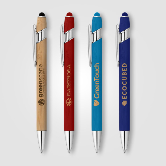 Stylo stylet Prince Bamboo personnalisé en bambou avec logo – Objet publicitaire durable pour entreprises