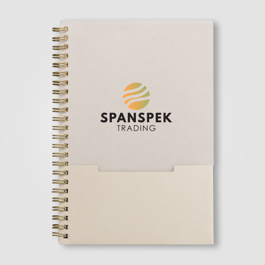 Carnet Lino FSC A5 à spirales verticales en coton recyclé – Papeterie personnalisable entreprise