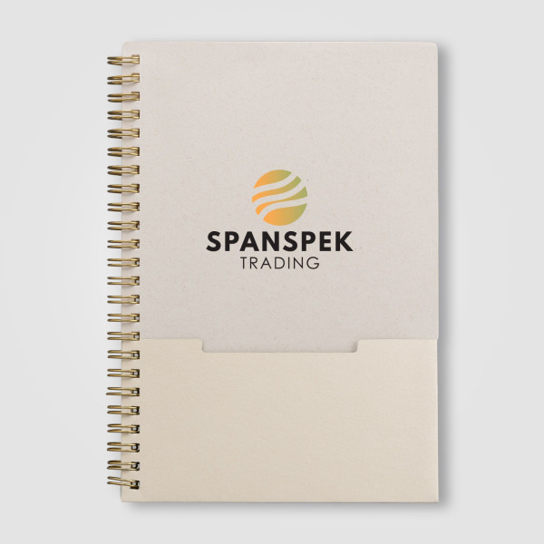 Carnet Lino FSC A5 à spirales verticales en coton recyclé – Papeterie personnalisable entreprise