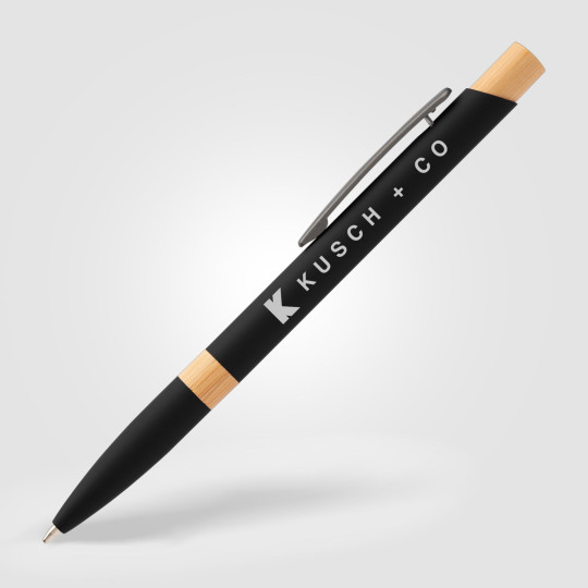 Stylo Reborn Designer Softy en aluminium recyclé avec finition caoutchouc et bambou – BCM Goodies
