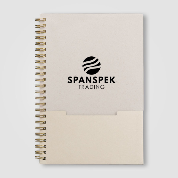 Carnet Lino FSC A5 à spirales verticales en coton recyclé – Papeterie personnalisable entreprise