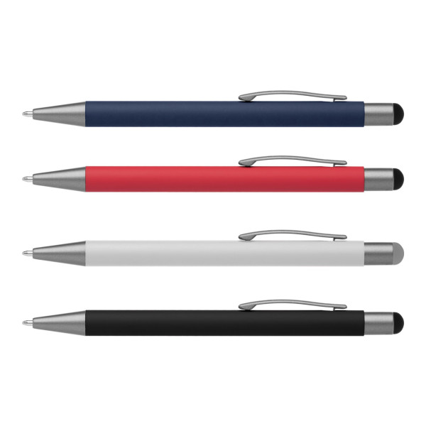 Stylo publicitaire avec stylet Bowie Softy personnalisable – Design moderne et finition gomme chromée pour communication d’entre