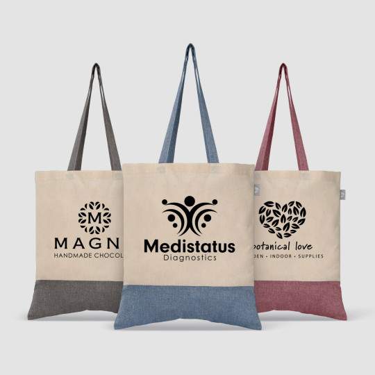 Sac fourre-tout en coton recyclé bicolore 140 gsm Quebec – Objet publicitaire personnalisable pour entreprises et événements