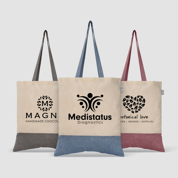 Sac fourre-tout en coton recyclé bicolore 140 gsm Quebec – Objet publicitaire personnalisable pour entreprises et événements