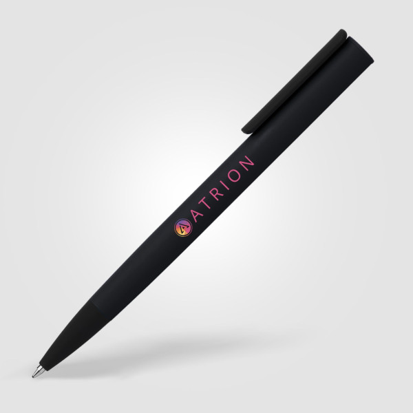 Stylo bille Jagger soft-touch noir mat – Gravure miroir, recharge longue durée – BCM Goodies