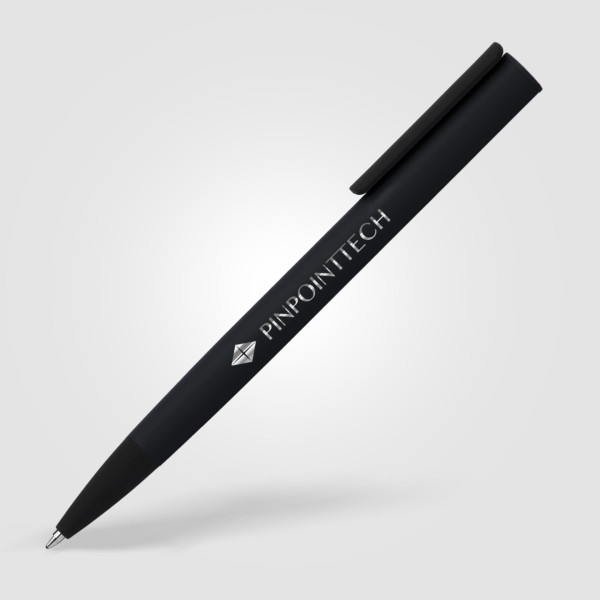 Stylo bille Jagger soft-touch noir mat – Gravure miroir, recharge longue durée – BCM Goodies