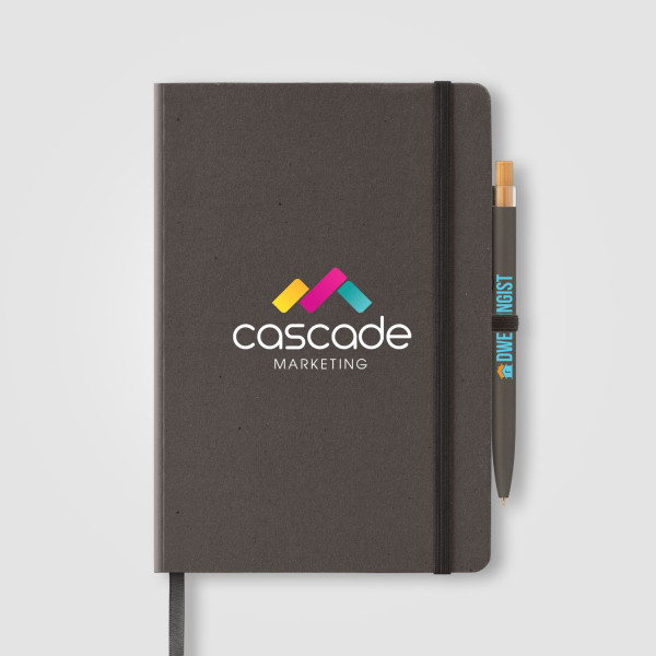 Bloc-notes A5 en carton de lait recyclé et stylo Reborn personnalisé – Set papeterie écoresponsable pour entreprises | BCM Goodi