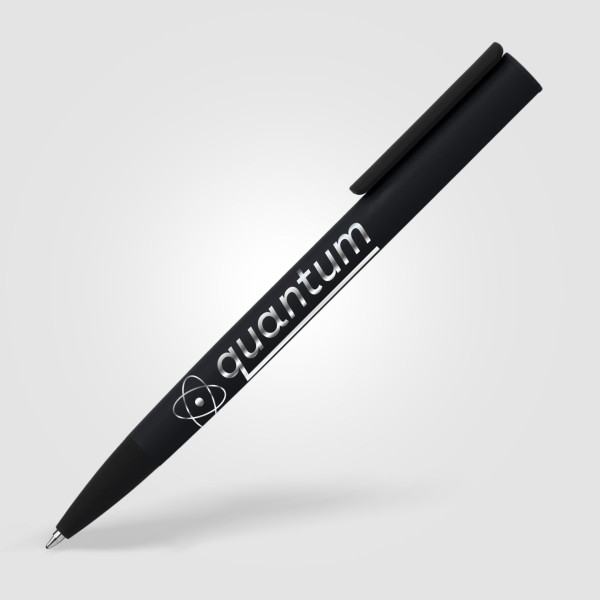 Stylo bille Jagger soft-touch noir mat – Gravure miroir, recharge longue durée – BCM Goodies