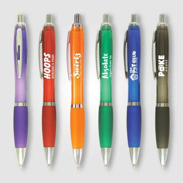 Stylo bille en plastique personnalisable avec grip coloré – BCM Goodies