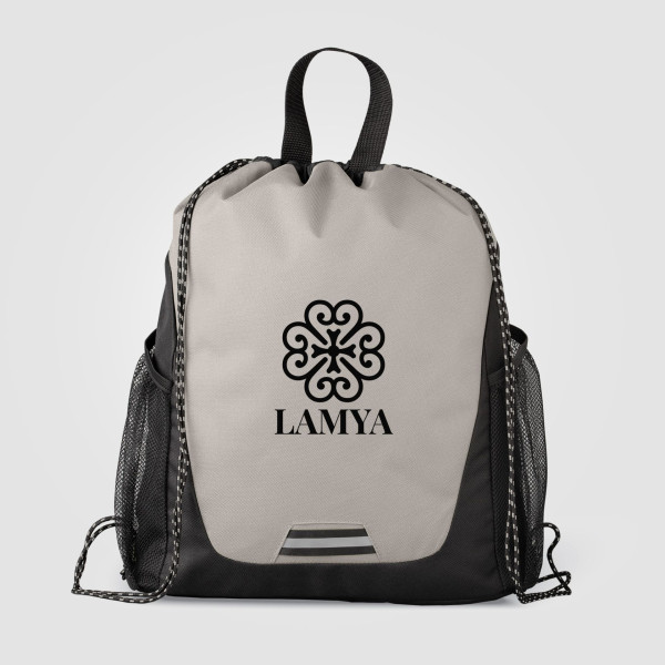 Sac à cordon personnalisé Jotun en polyester recyclé avec poches – Objet publicitaire responsable pour entreprise | BCM Goodies