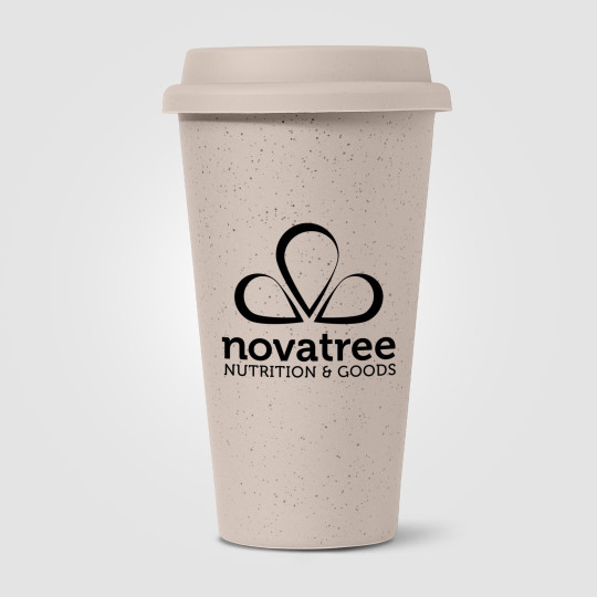 Gobelet Equator 265 ml personnalisé en céramique double paroi avec couvercle silicone – Objet publicitaire pour entreprises et é