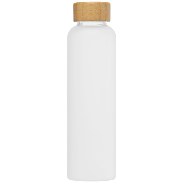 Bouteille Lucerne 590 ml en verre borosilicate dépoli avec couvercle bambou personnalisable – BCM Goodies
