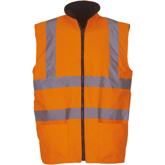 Bodywarmer réversible haute visibilité personnalisable – Vêtement professionnel conforme EN ISO20471 catégorie 2 | BCM Goodies