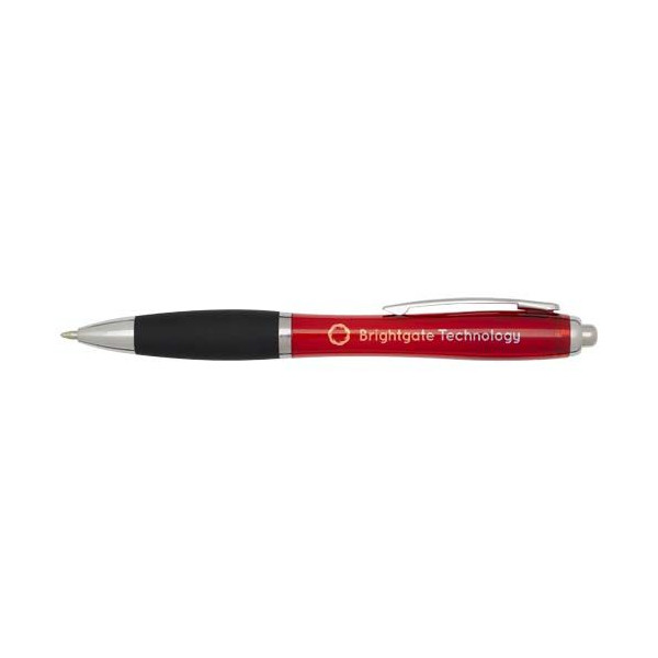 Stylo bille en plastique recyclé RCS avec corps coloré et grip noir (encre noire) Nash
