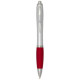 Stylo bille RCS en plastique recyclé avec corps argenté et grip coloré (encre noire) Nash