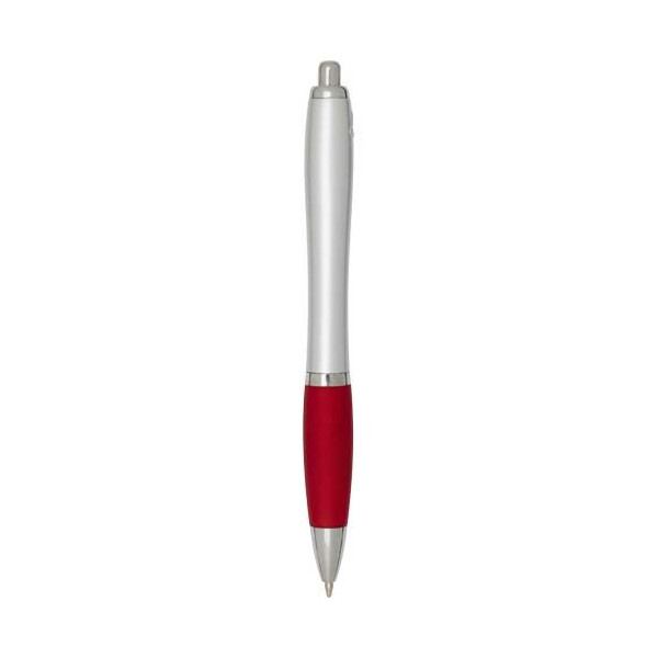 Stylo bille RCS en plastique recyclé avec corps argenté et grip coloré (encre noire) Nash