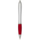 Stylo bille RCS en plastique recyclé avec corps argenté et grip coloré (encre noire) Nash