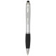 Stylo bille à stylet en plastique recyclé RCS avec corps coloré et grip noir (encre bleue) Nash