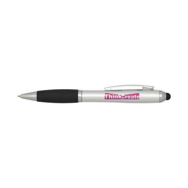 Stylo bille à stylet en plastique recyclé RCS avec corps coloré et grip noir (encre bleue) Nash