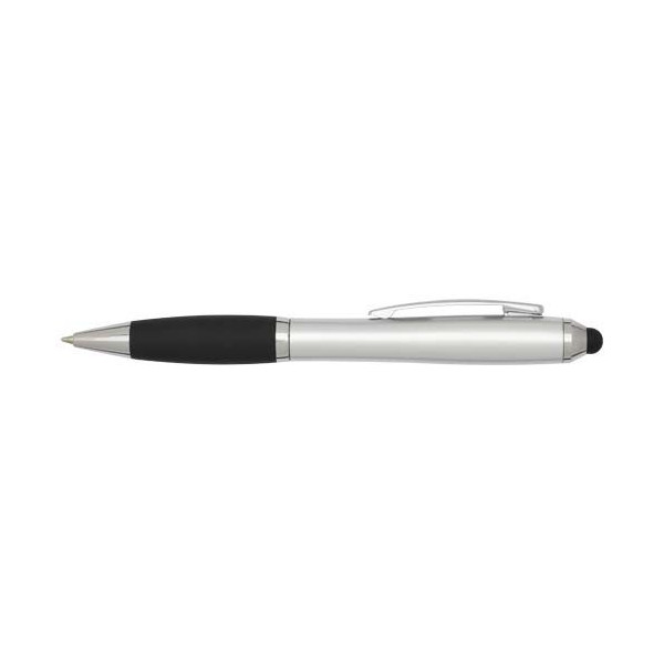 Stylo bille à stylet en plastique recyclé RCS avec corps coloré et grip noir (encre bleue) Nash
