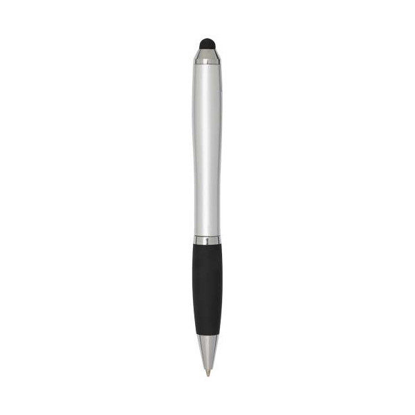 Stylo bille à stylet en plastique recyclé RCS avec corps coloré et grip noir (encre bleue) Nash